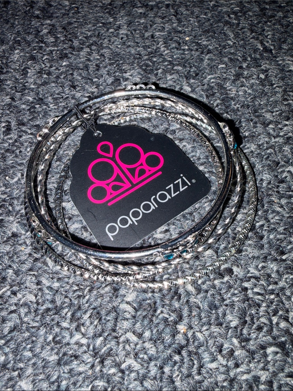 Paparazzi Bangle Bracelet with Blue Gems NWT